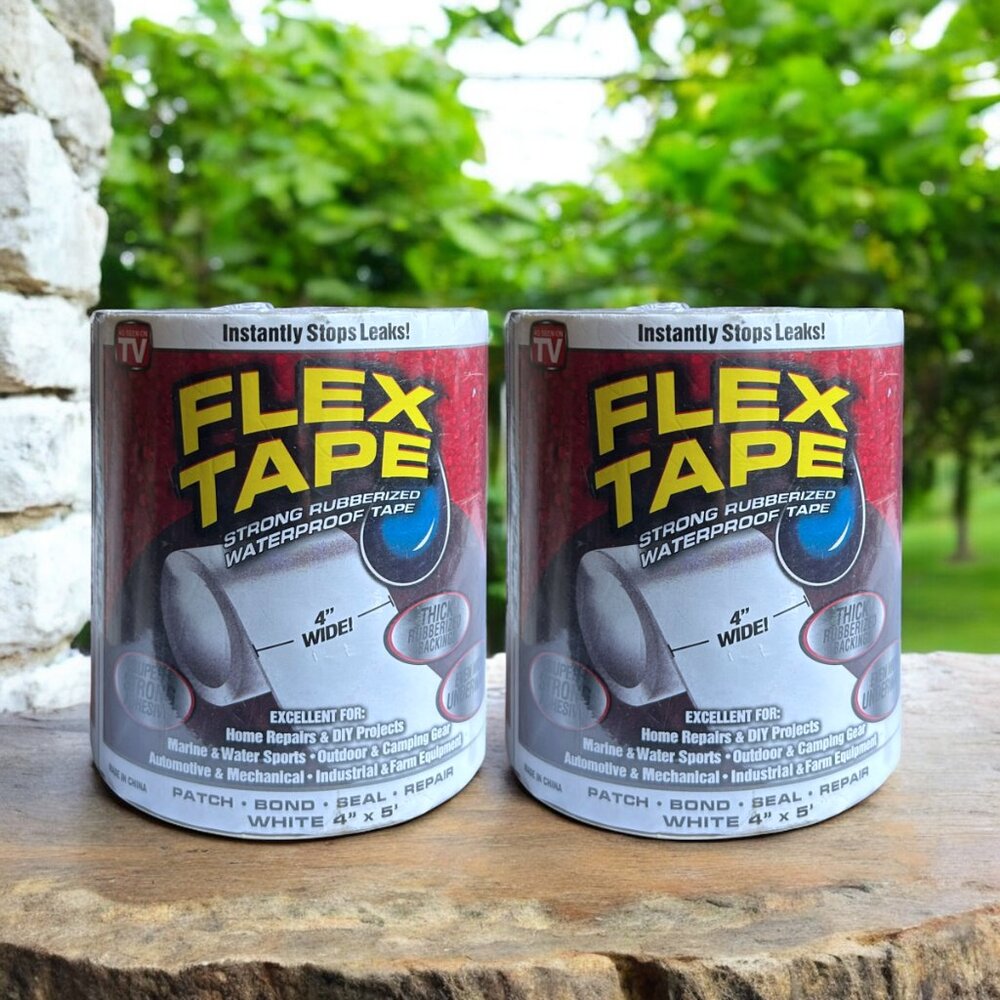 Flex Tape As Seen On TV - Patch Bond Seal Repair 2-Rolls Clear Tape!
